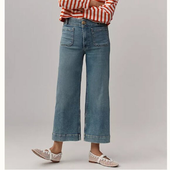 Anthropologie Maeve Cropped Wide-Leg Colette Polka Dot Pant Size 31P - Picture 9 of 9